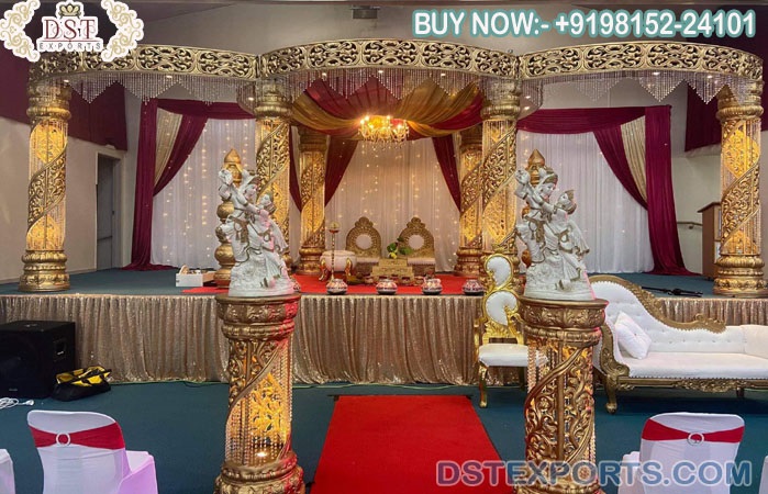 Glamorous Wedding Event LED Lighted Crystal Mandap