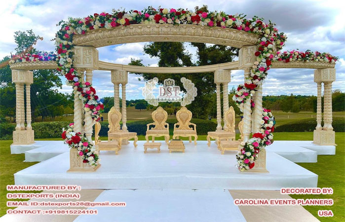 Outdoor Theme Triple Pole Wedding Mandap USA