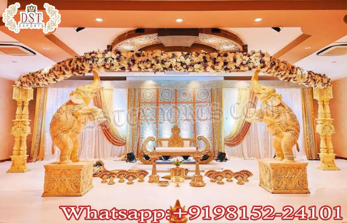 Traditional Wedding Reception Stage With Elephants