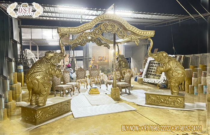 Royal Indian Wedding Elephant Theme Mandap Setup