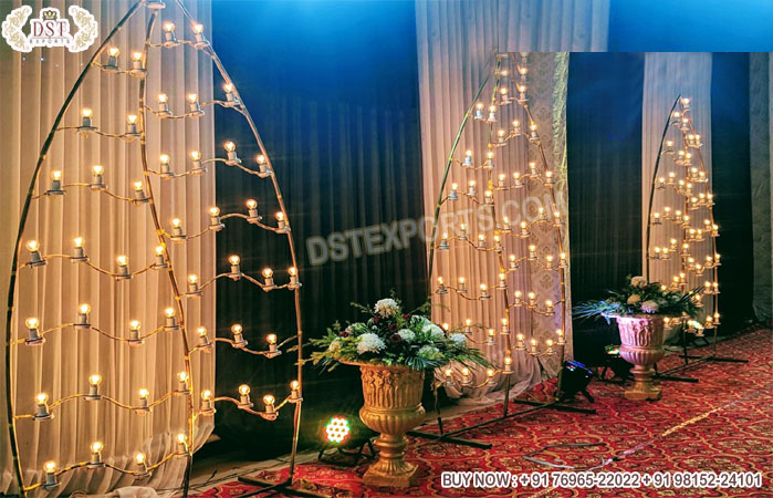Leaf Style Wedding Entrance Metal Candle Wall