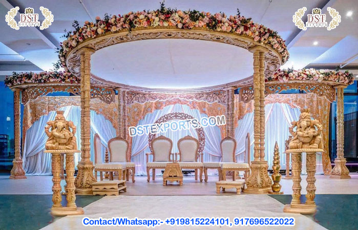 Classy Theme Wooden Double Pillars Mandap