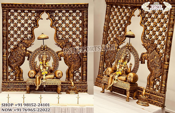 Indian Wedding Entrance Brass Look Fiber Ganesha
