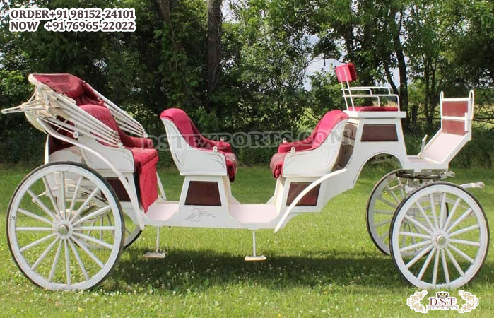 Elegant White Sightseeing Limousine Horse Carriage