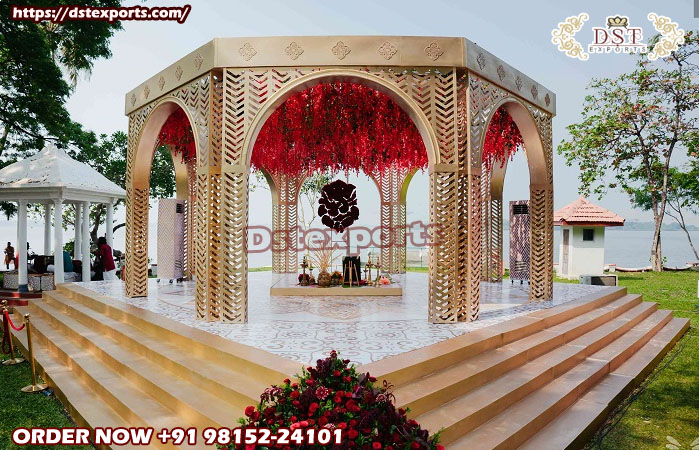 Outdoor Indian Wedding Fusion Metal Mandap
