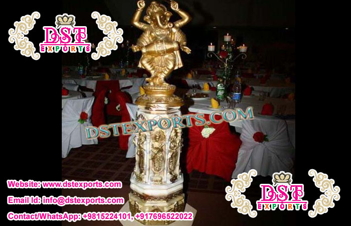 Wedding Dev Pillars With Ganesha Statue