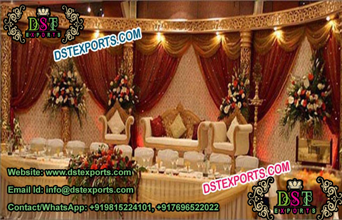 Muslim Wedding Golden Carved Stage/Wedding Stages