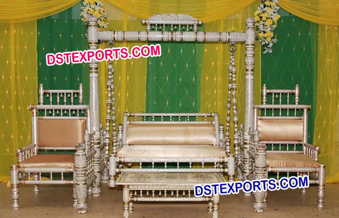 Wedding Wooden Sankheda Swing with Chairs