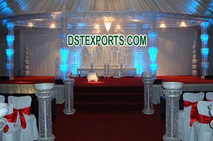 Latest Wedding Silver Crystal Mandap Set