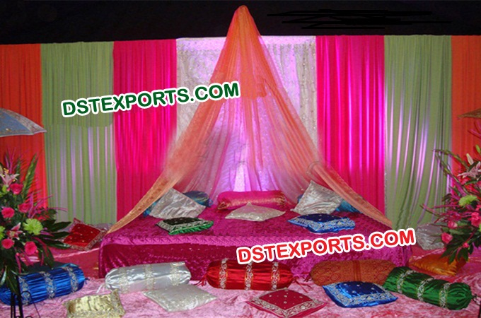 Wedding Mehandi Stage Colorful Backdrop