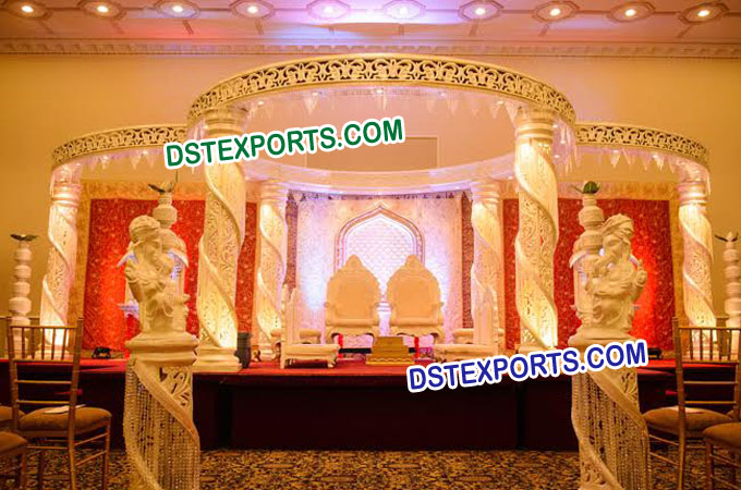 Wedding Six Pillar Crystal Fiber Mandap