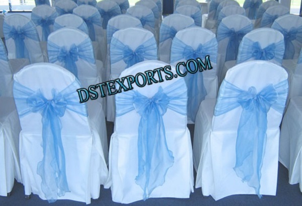 WEDDING CHAIR COVER WITH SKBLUE SASHAS