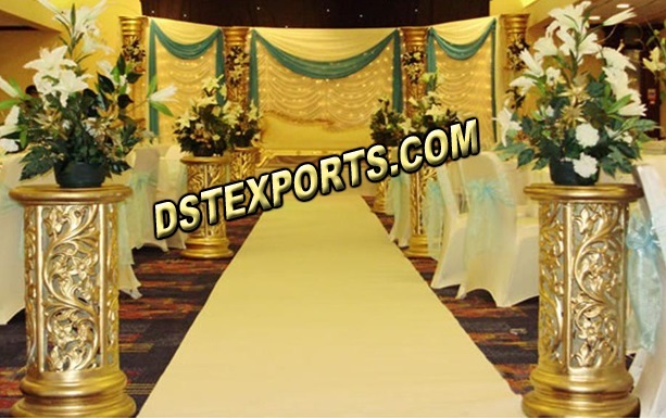 WEDDING GOLDEN CARVED FIBER PILLARS