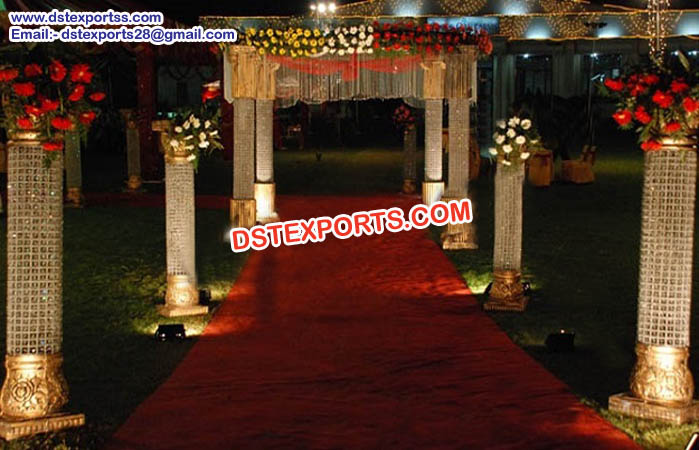 Indian Wedding Aisleway Crystal Pillars
