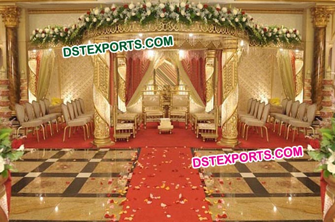 Beautiful Wedding Gold Crystal Mandap Set