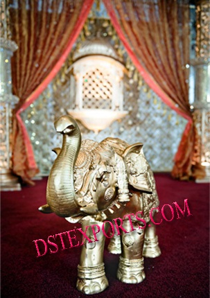 FIBER GOLD ELEPHANT STATUE