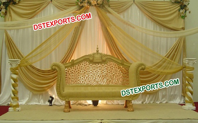 Asian Wedding Golden Carved Love Seater