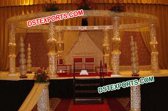 Wedding Fiber crystal Golden Mandap Set