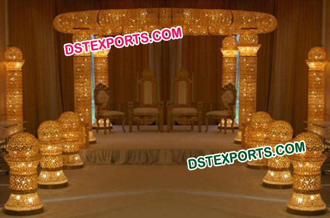 Wedding Gold Jewel Crystal Mandap Set