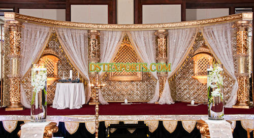 MUSLIM WEDDING GOLD CRYSTAL STAGE SET