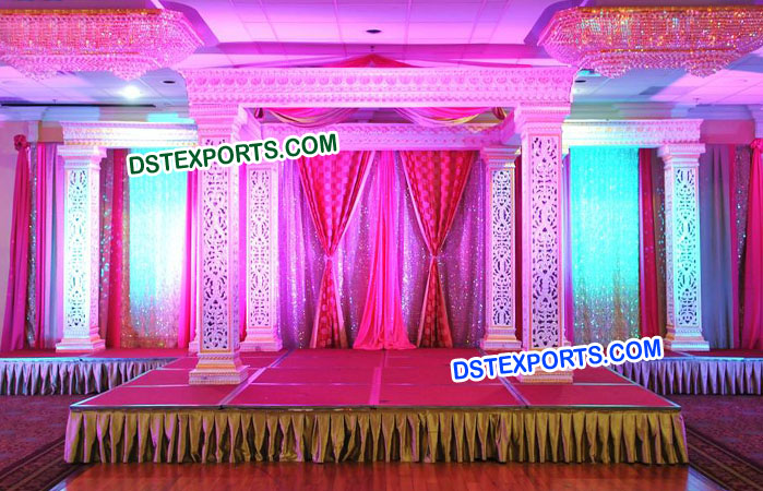 Square Fiber Pillar Wedding Mandap