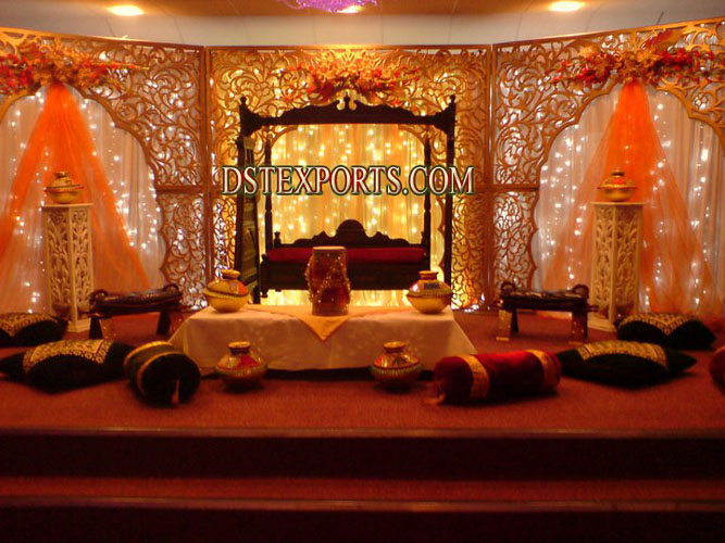 ASIAN WEDDING STAGE CARVED BACKDROP