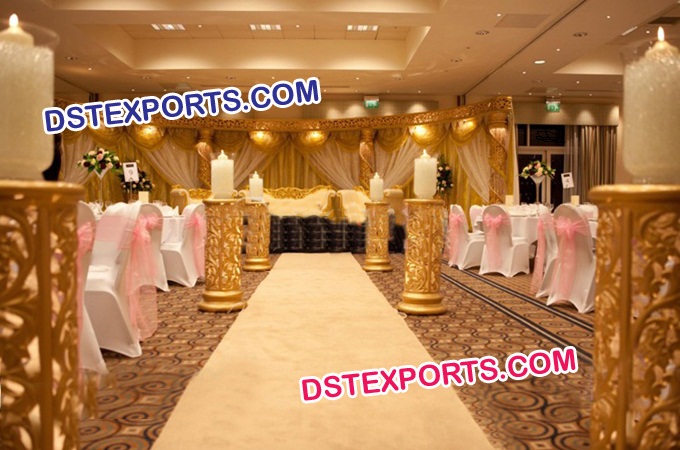 Wedding Golden Jali Walkway Pillars