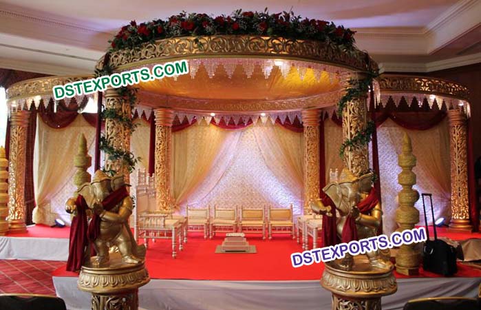 Wedding Gold Carved Mandap