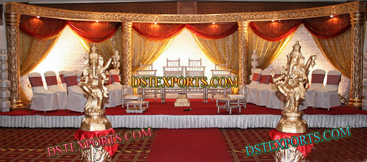 ASIAN WEDDING  GOLDEN  CARVED STAGE SET
