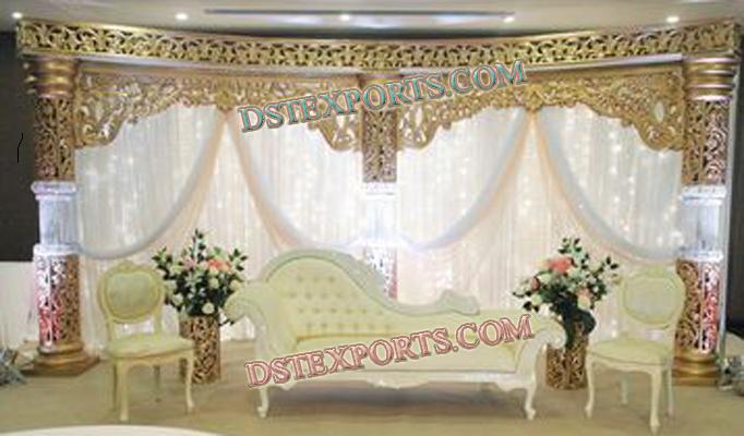 WEDDING GOLD  CRYSTAL  FIBER PILLARS STAGE