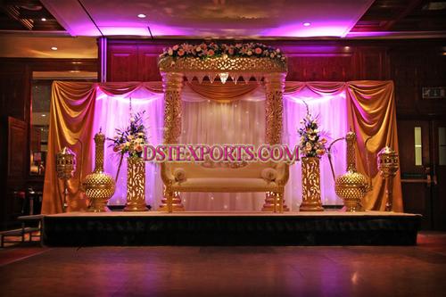 LATEST ASIAN WEDDING GOLD STAGE SET