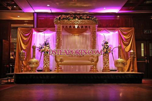 LATEST ASIAN  WEDDING  GOLD STAGE SET