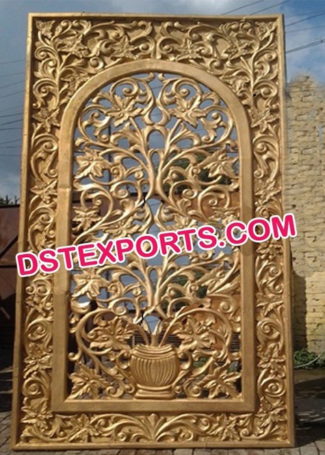 Indian Wedding Golden Flower Carved Panels