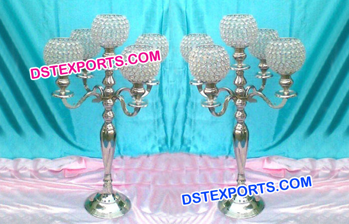 Five Arm Wedding Crystal Candle Holder