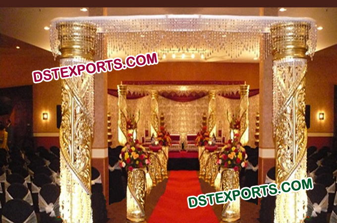 Wedding Golden Fiber Crystal Welcome Gate