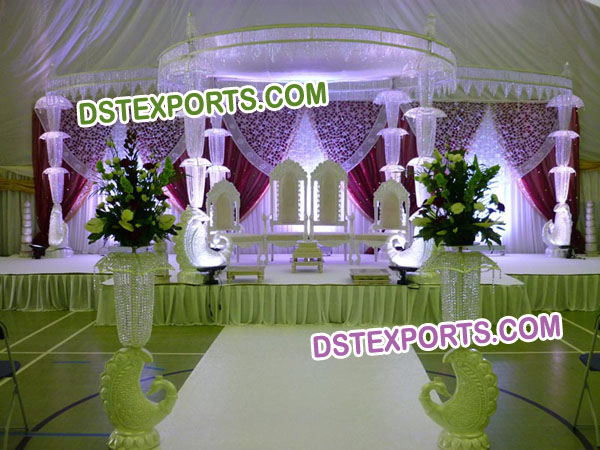 Wedding Crystal Mandap Fiber Peacock Base