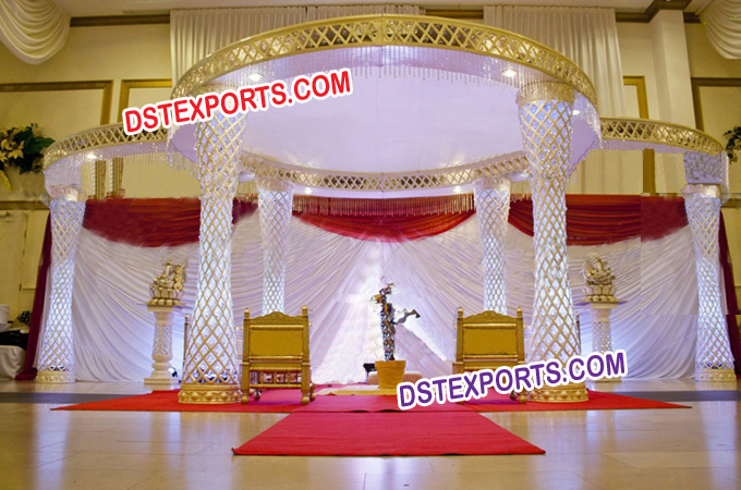 Latest Wedding Gold Crystal Mandap Set