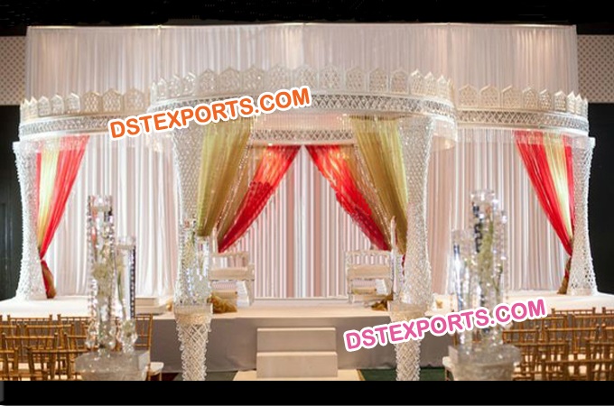 Wedding Fiber Crystal Mandap With Top Crown