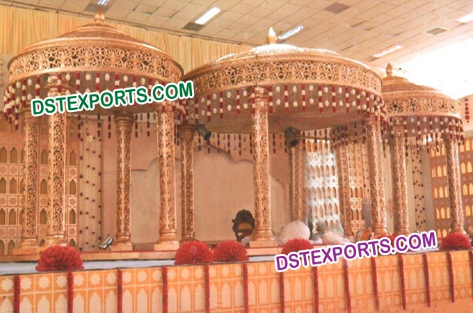 Royal Indian Wedding Gold Crown Mandap