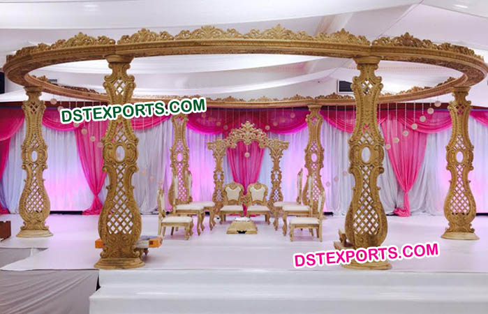 Unique Design Wedding Wooden Carved Mandap