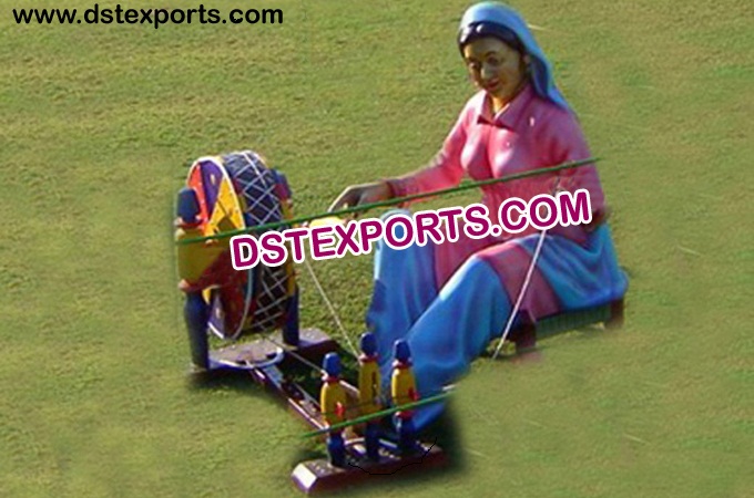 Punjabi Lady Statues With Charkha
