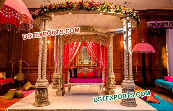 Traditional Wedding Wooden Triple Pillar Mandap