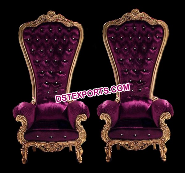 Asian Wedding maharani Wooden Carved Chairs Set
