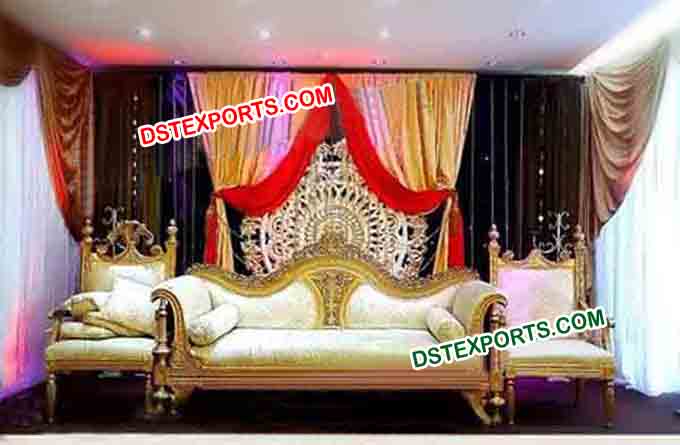 Muslim Wedding Golden Carved Sofa Set