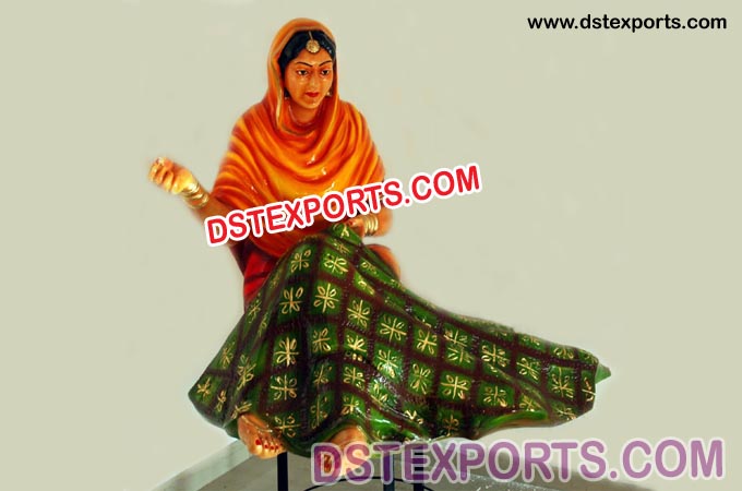 Traditional Punjabi Lady Phulkari Statue