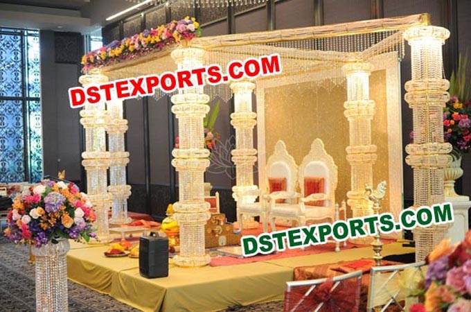 Wedding Crystal Column Six Pillar Mandap