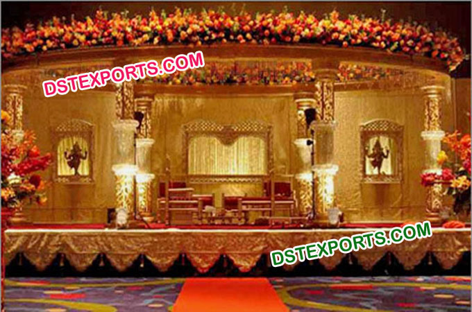 Golden Carved Wedding Crystal Mandap