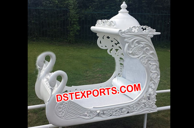 Wedding Pearl White Carved Swan Doli