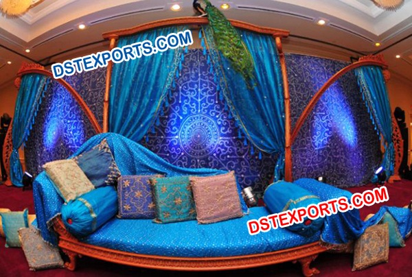 Wedding Embrodried Blue Theme Backdrop