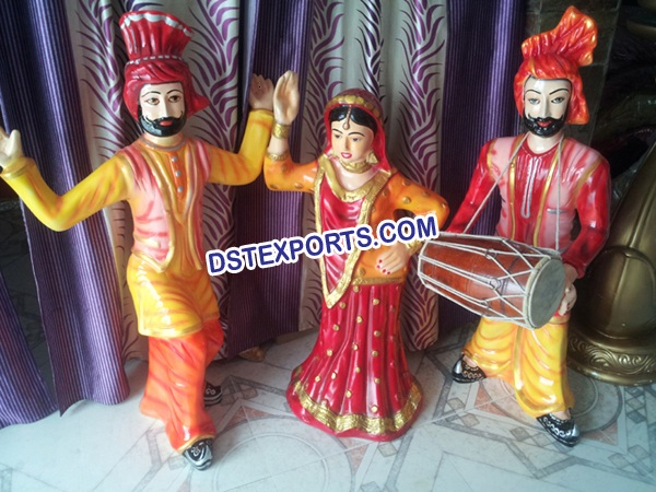 Punjabi Dancing Small Fiber Statues